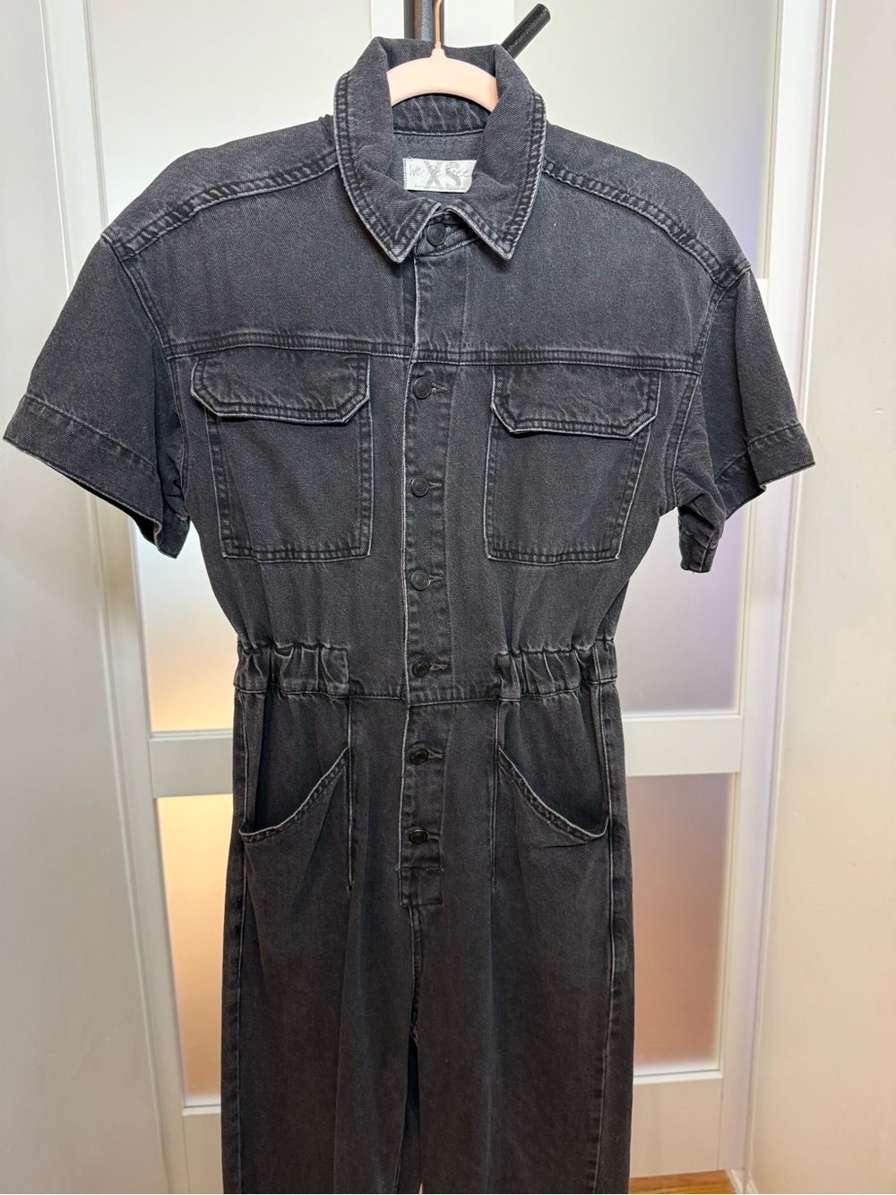 We the Free, Free People Black Denim Button up Jumpsuit, XS - Picture 2 of 10